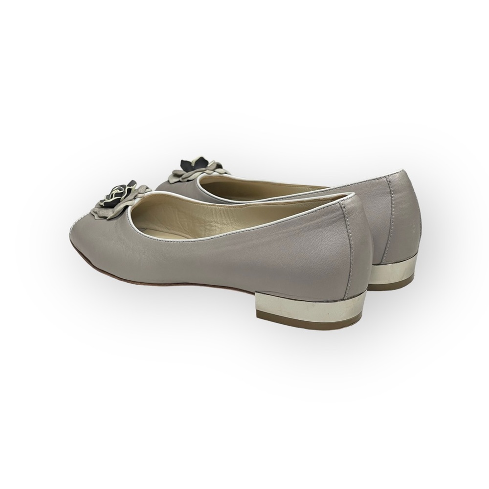 R & Renzi ❁ Mirror Peep Toe Flats with Camellia ❁ Silver Graphite ❁ 38 7.5M 8M ❁ - Picture 5 of 16